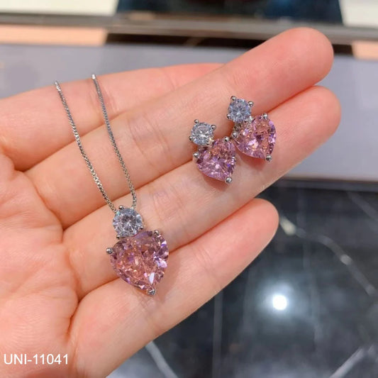 UNI-11041 - Crystal Pink Heart - Jewelry Set
