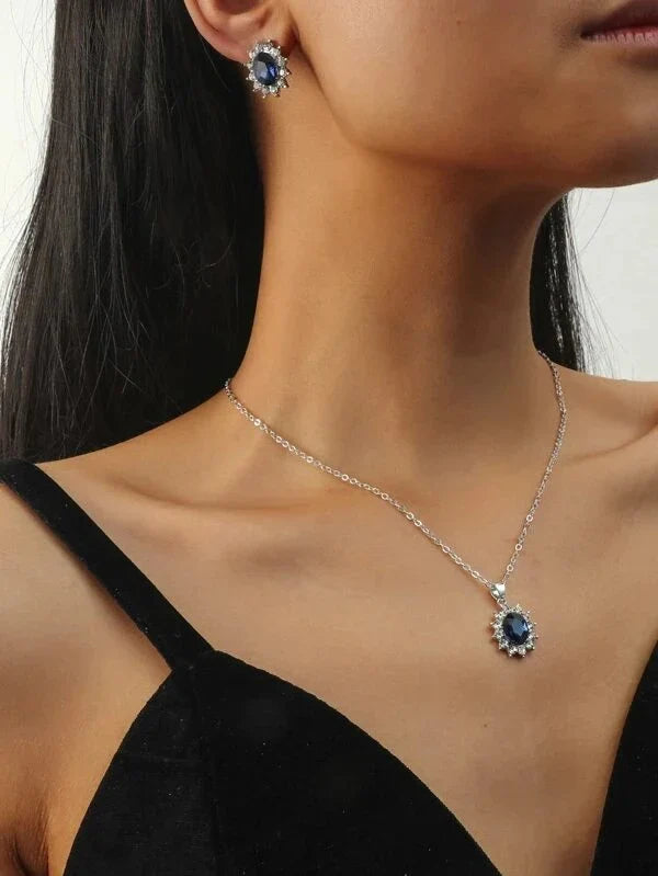 UNI-10445 - Crystal Diamond Silver - Jewelry Set