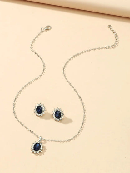 UNI-10445 - Crystal Diamond Silver - Jewelry Set