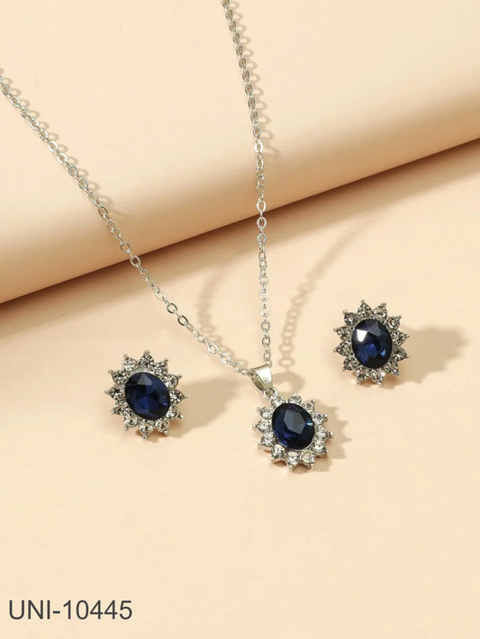 UNI-10445 - Crystal Diamond Silver - Jewelry Set